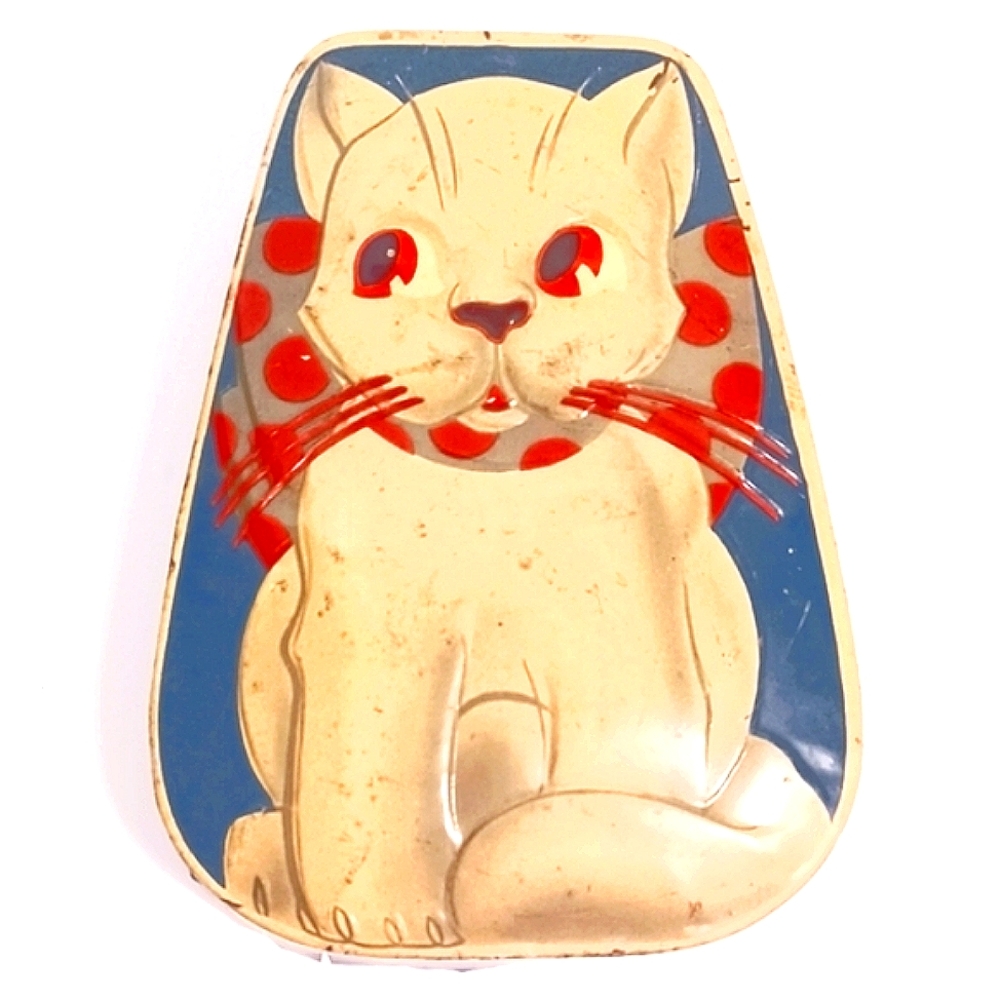 Mid-Century Tin Embossed Cat by George W. Horner 1930's